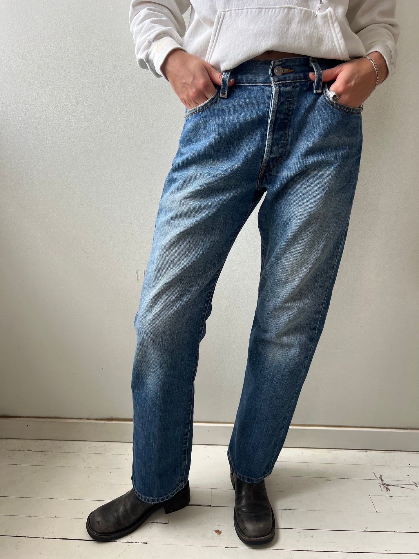 Faded Medium Wash Levi’s 501s