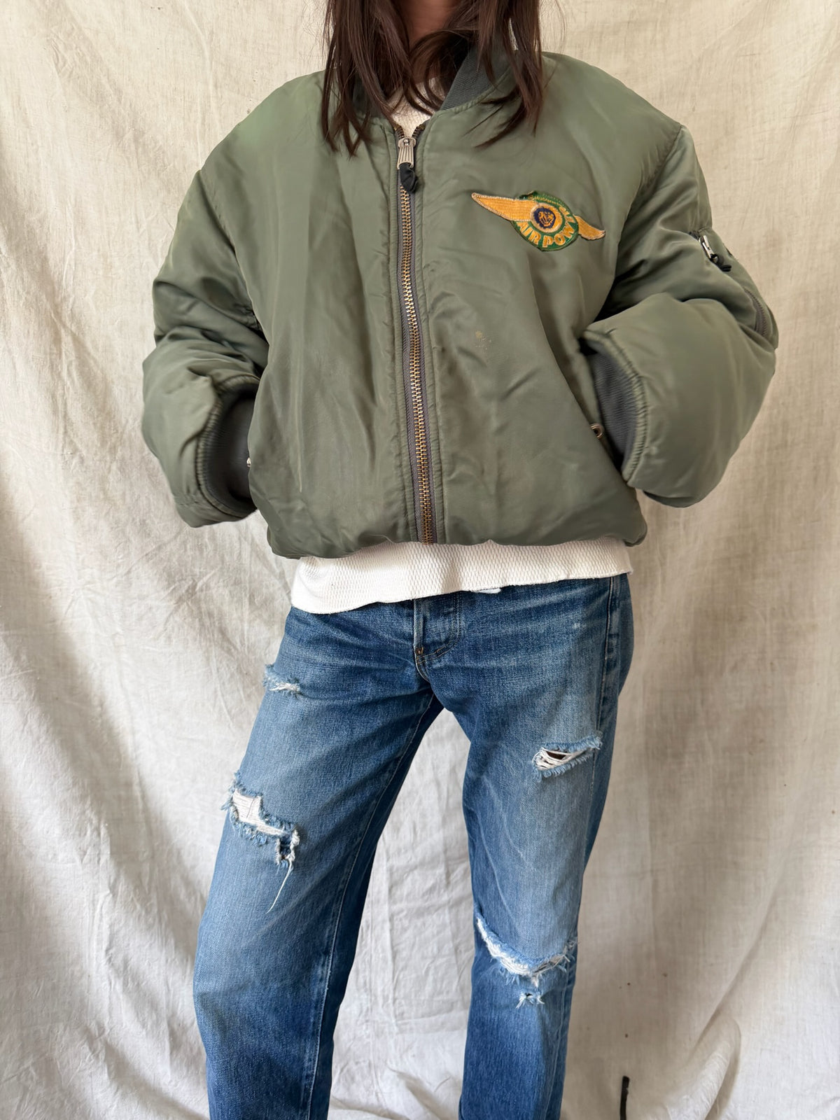 Green Aviator Bomber Jacket