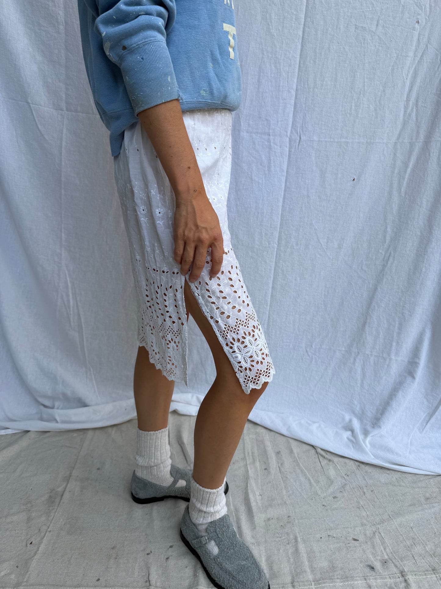 Reworked Antique Christening Gown Eyelet Skirt