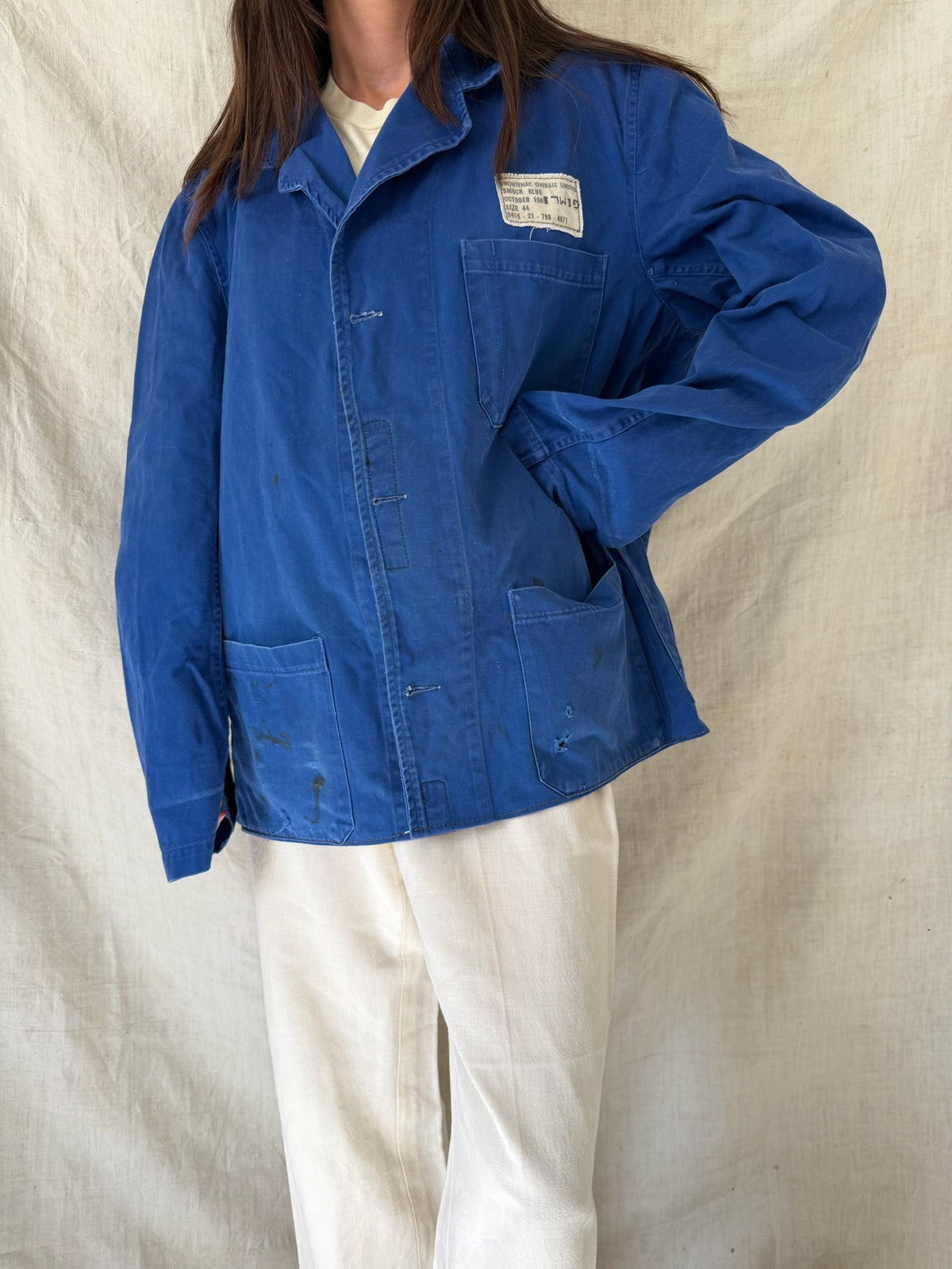 60s French Blue Cropped Chore Jacket 02