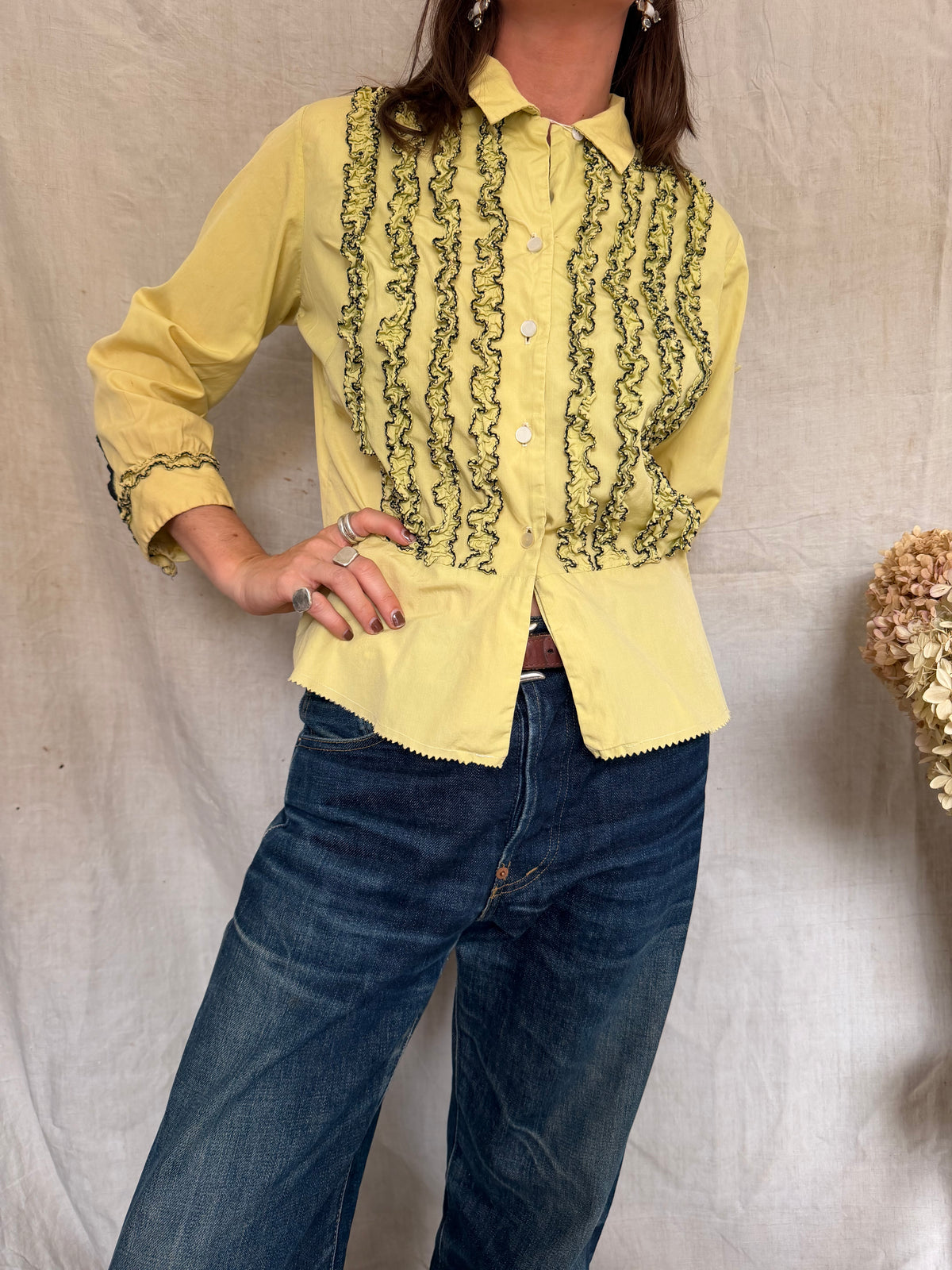 Yellow Tuxedo Blouse
