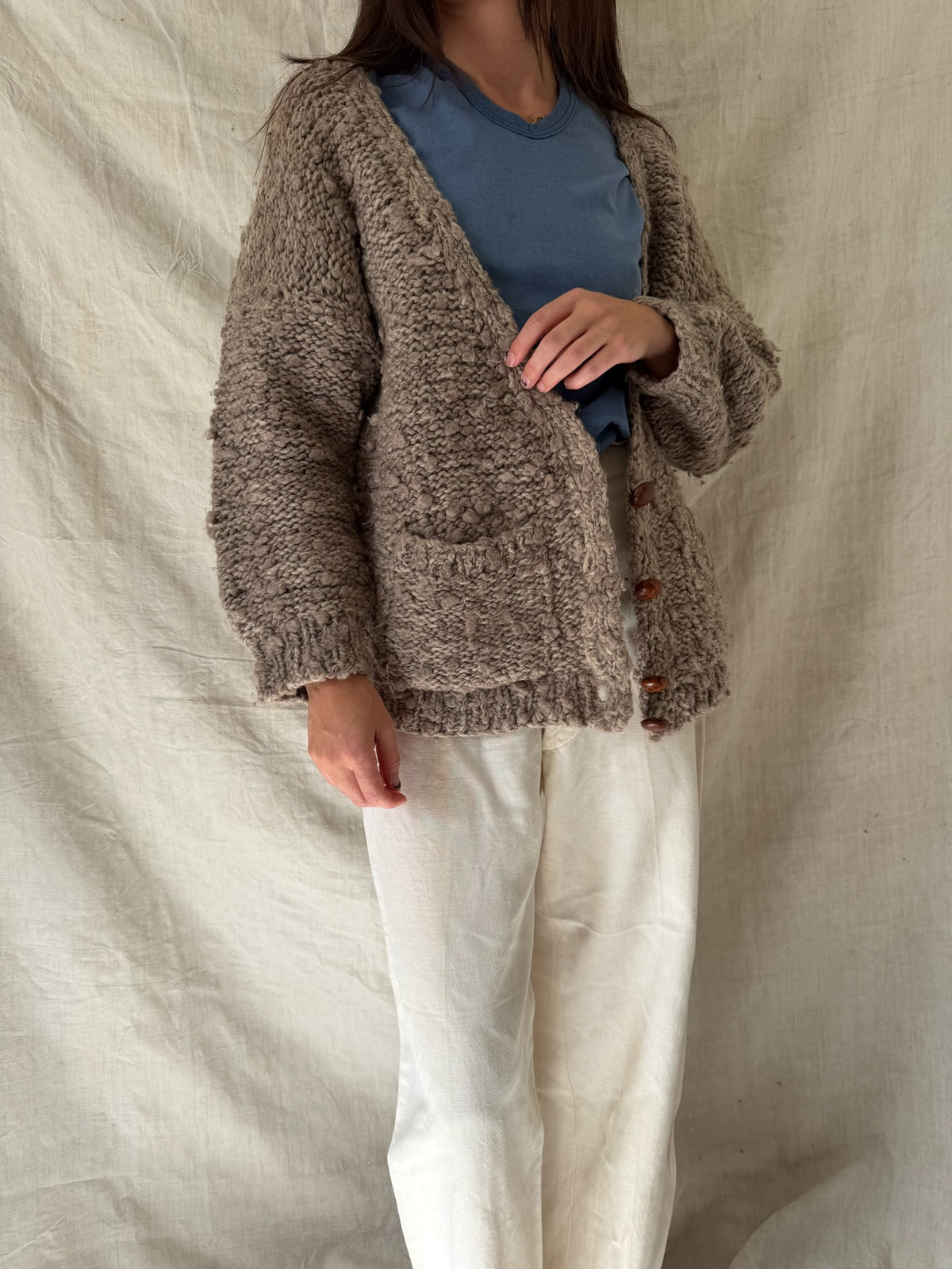Chunky Fawn Knit Cardigan