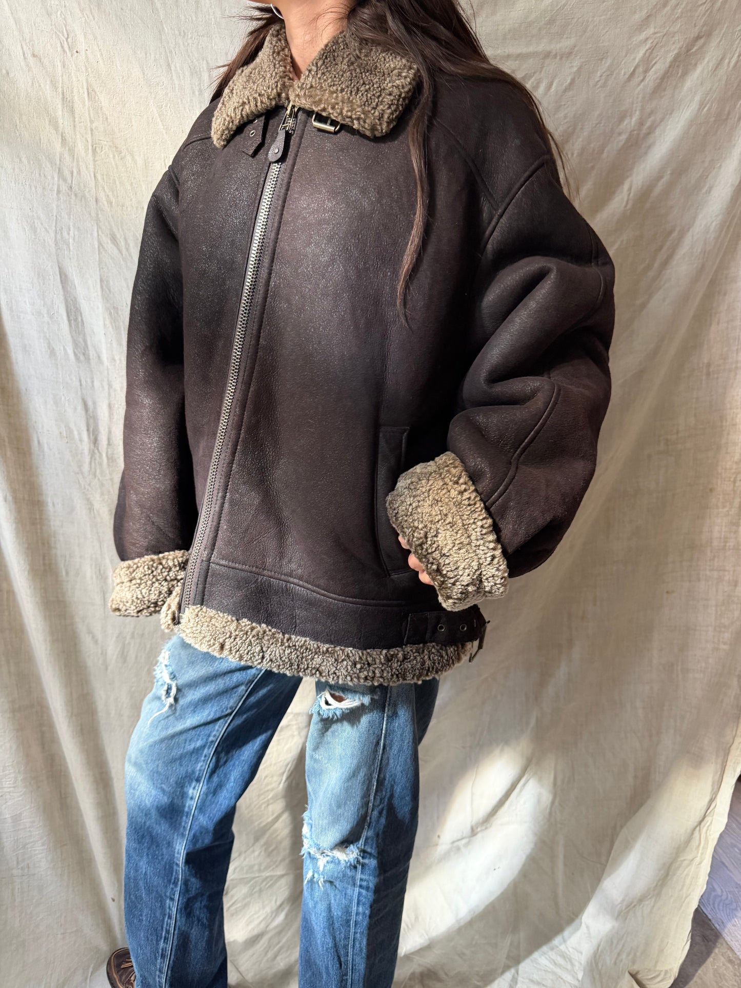 Dark Brown Shearling Jacket