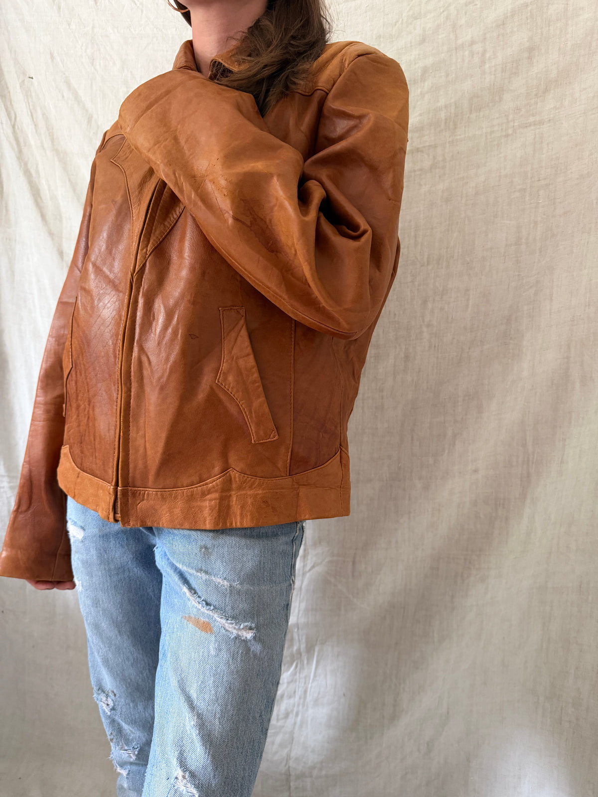 70s Tan Leather Jacket