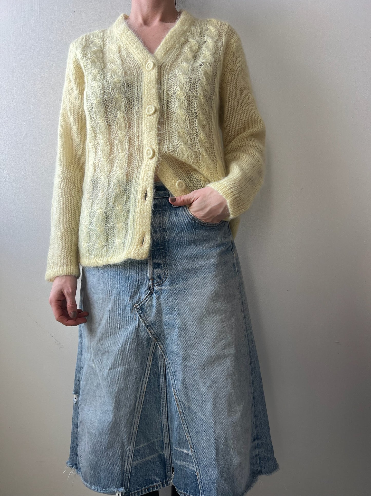 Baby Yellow Mohair Cardigan