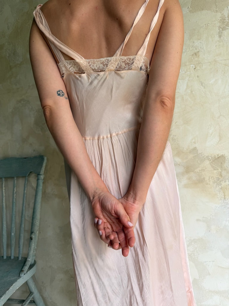 Peachy Pink Satin Slip Dress
