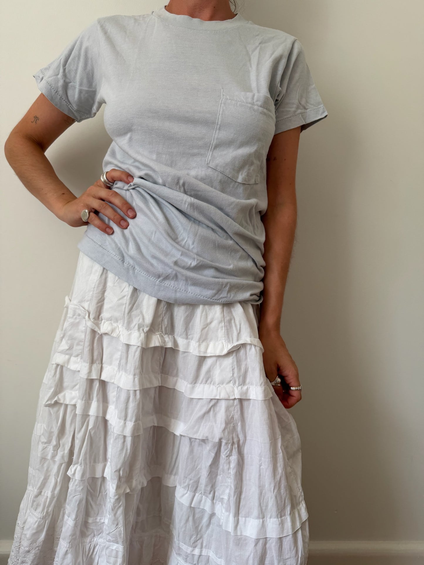 Pale Blue Grey Blank Pocket Tee