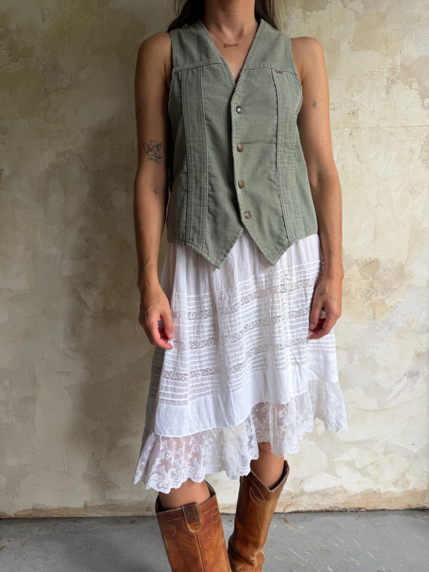 GWG Seafoam Grey Corduroy Vest