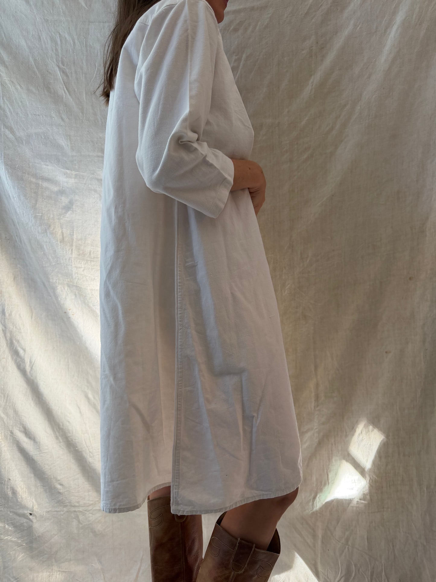 3/4 Length Sleeve Antique Cotton Smock