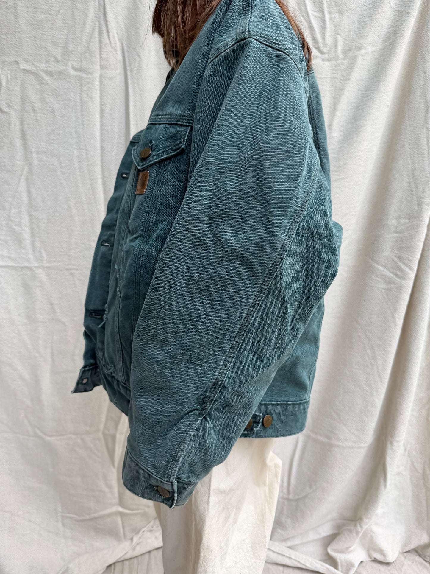 Teal Green Carhartt Lined Denim Jacket