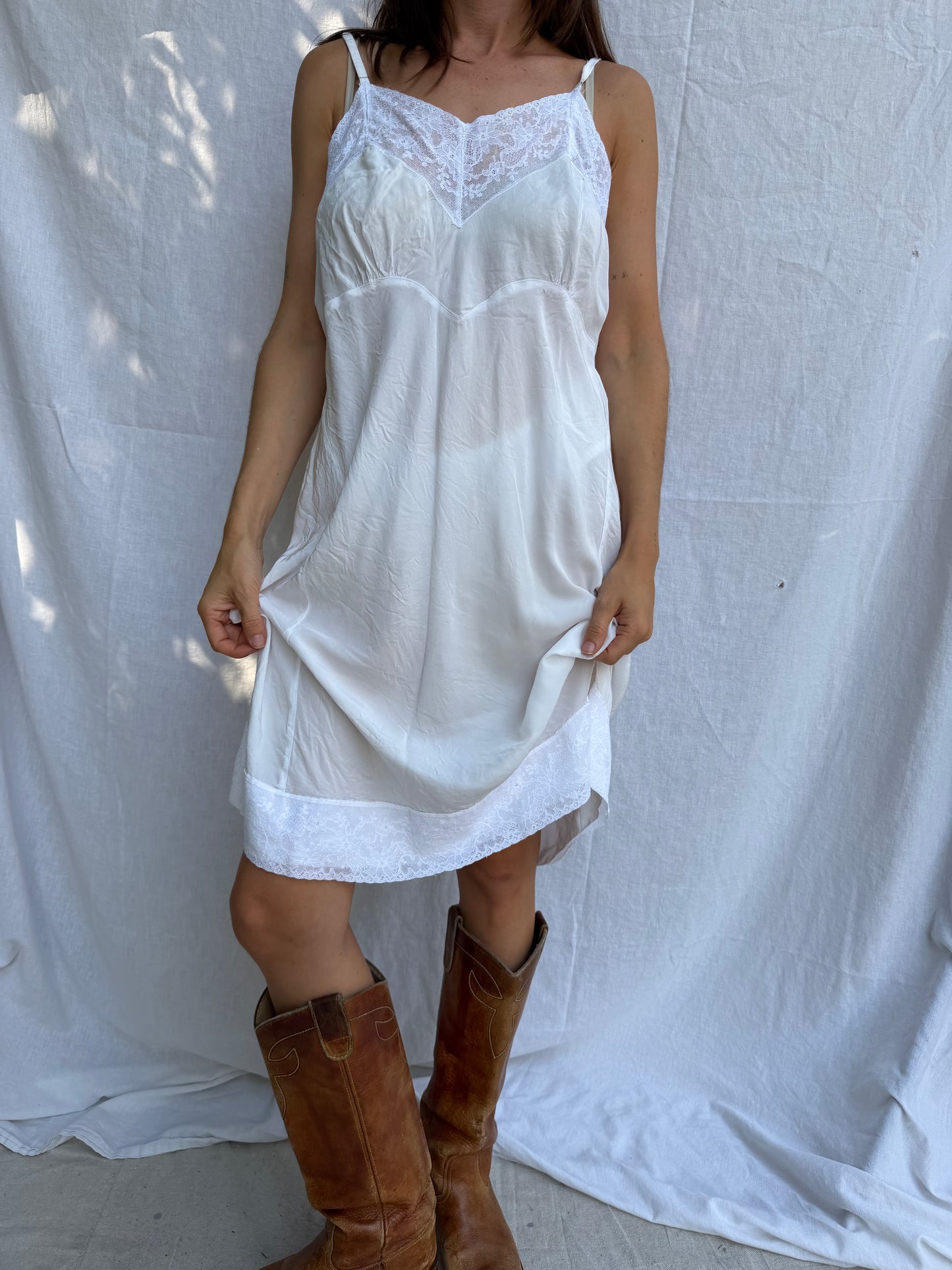 1930s White Satin Slip