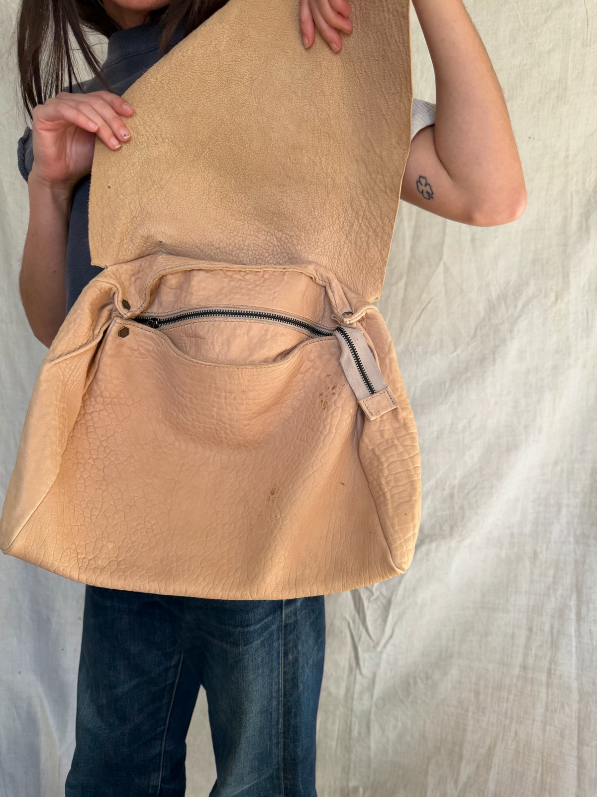 Bone Coloured Super Soft Leather Bag