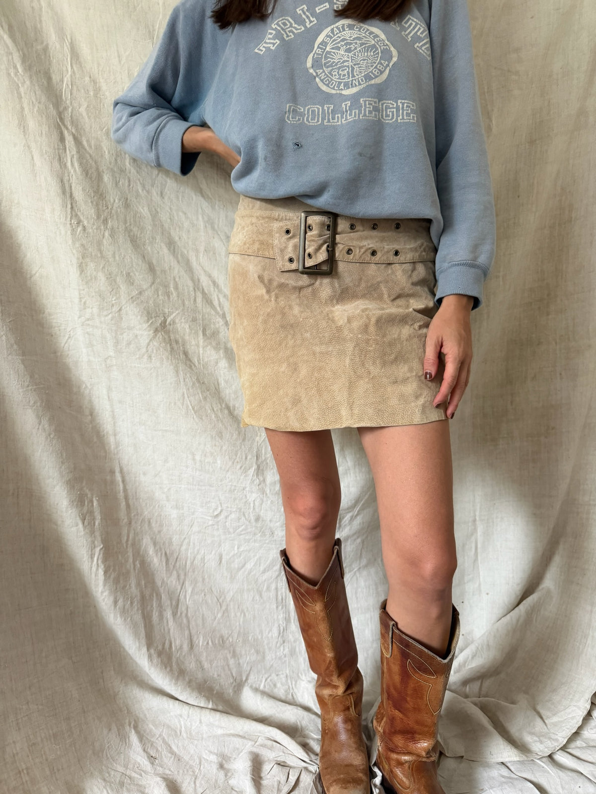 Suede Buckle Skirt