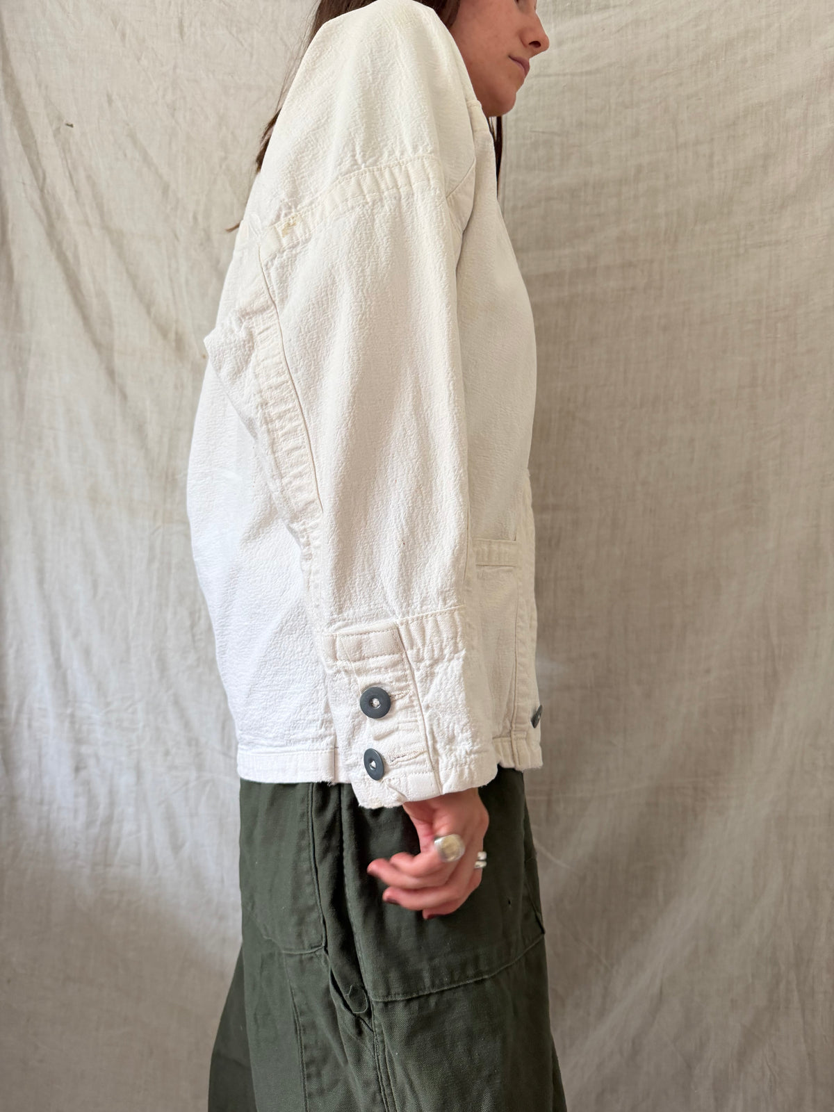 Off White Canvas Chore Jacket