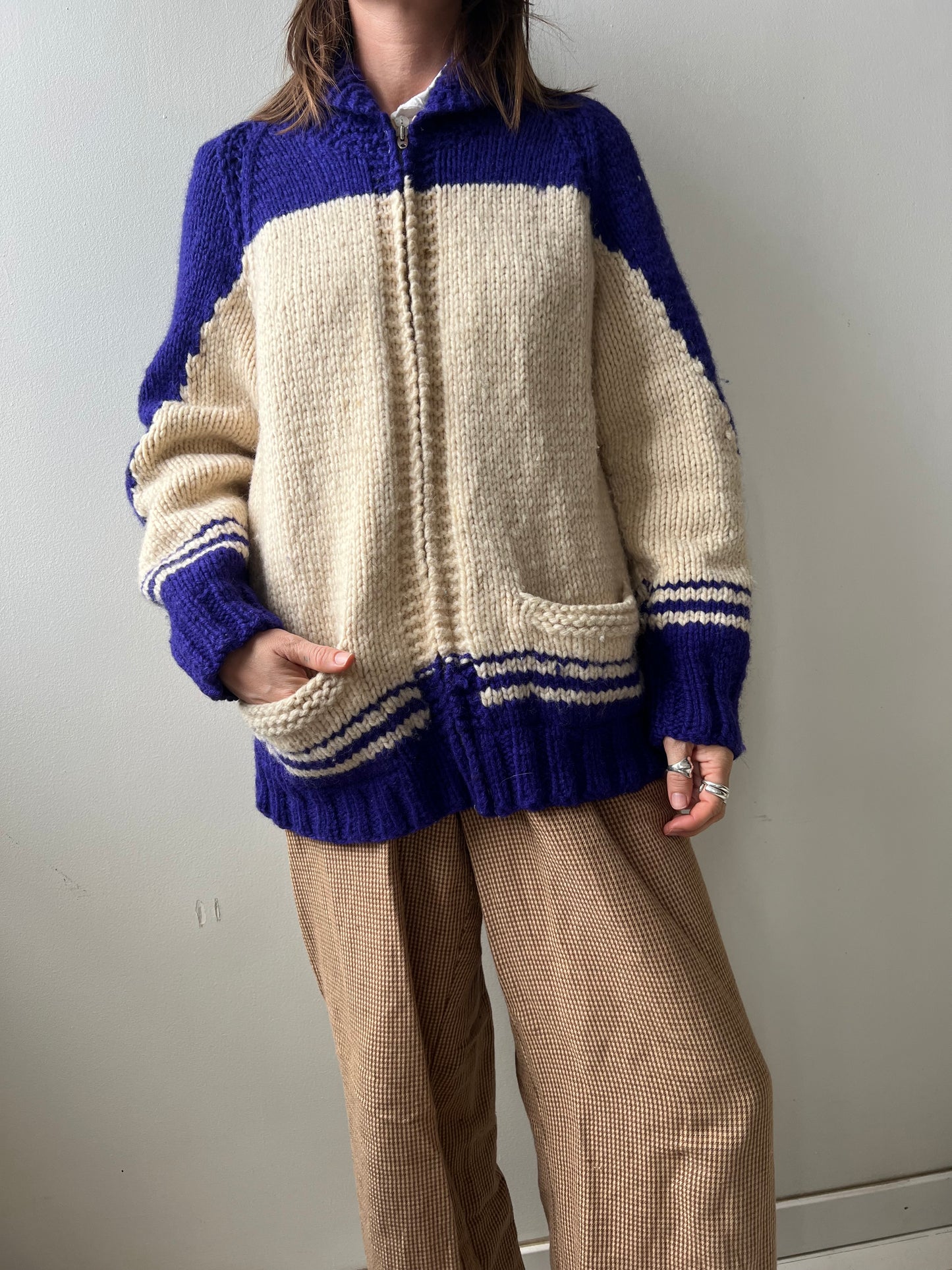 Purple and Cream Curling Sweater
