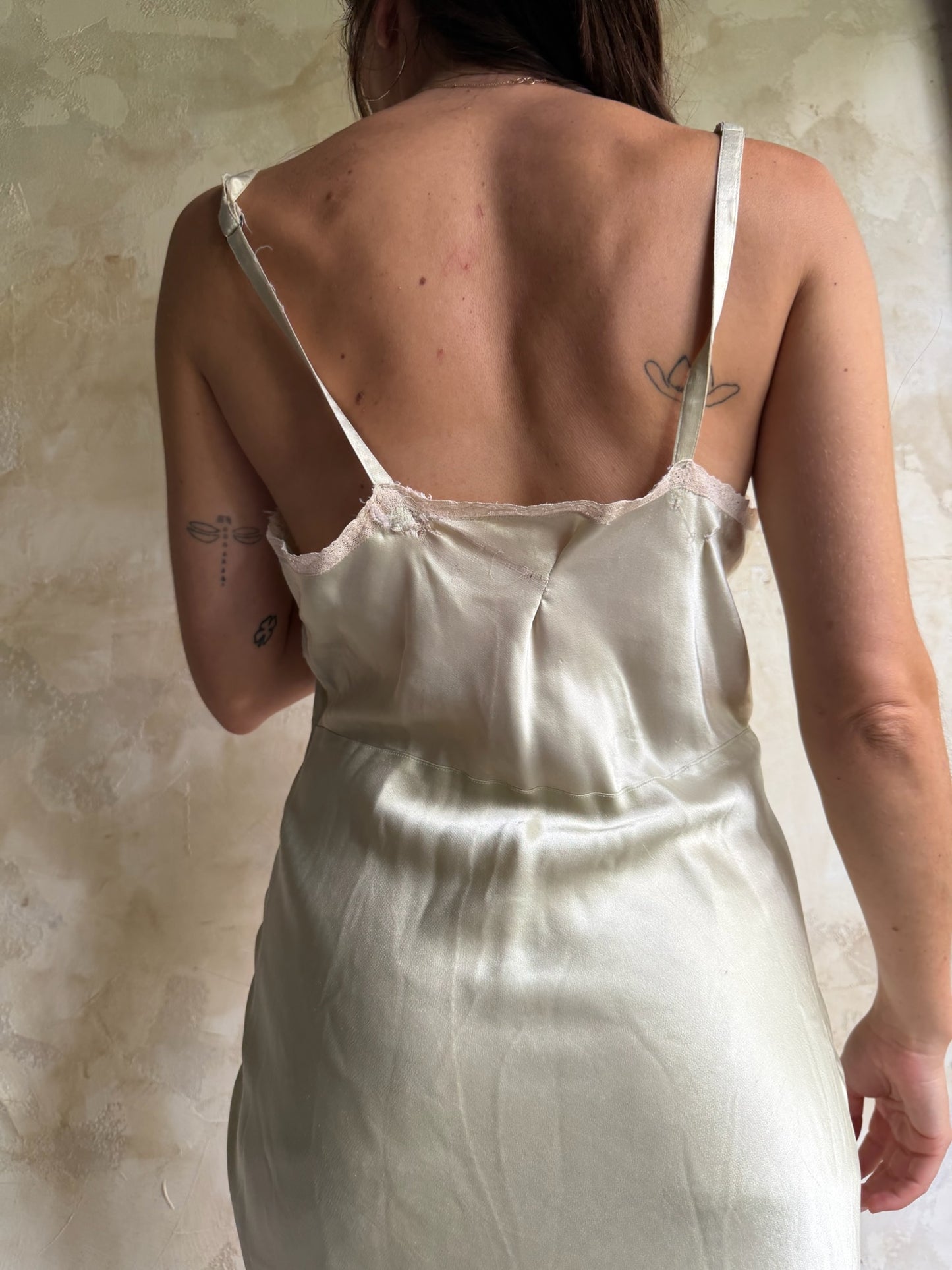 30s Mint Heavy Satin Slip Dress