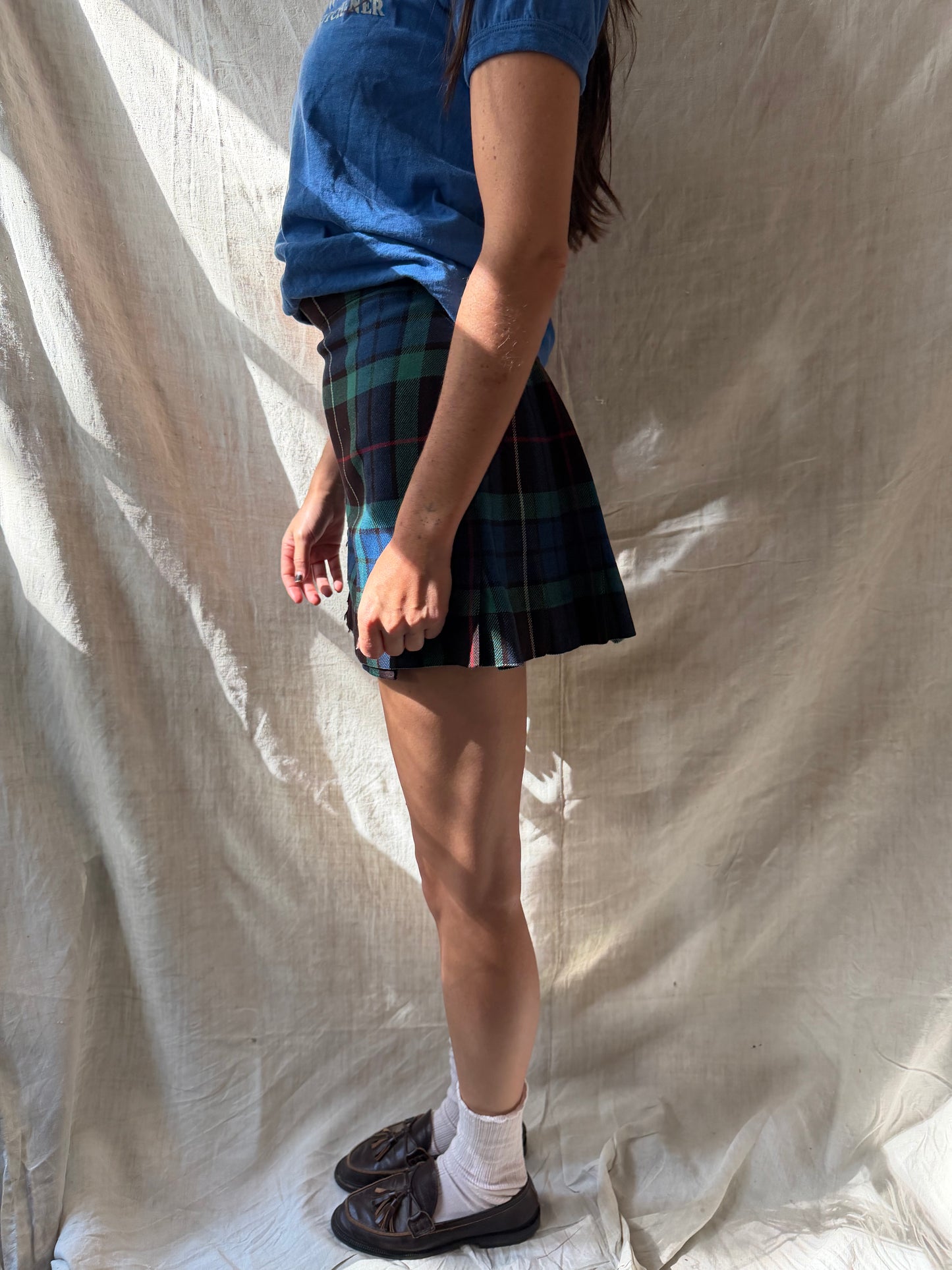 Brown Blue + Green Cropped Kilt
