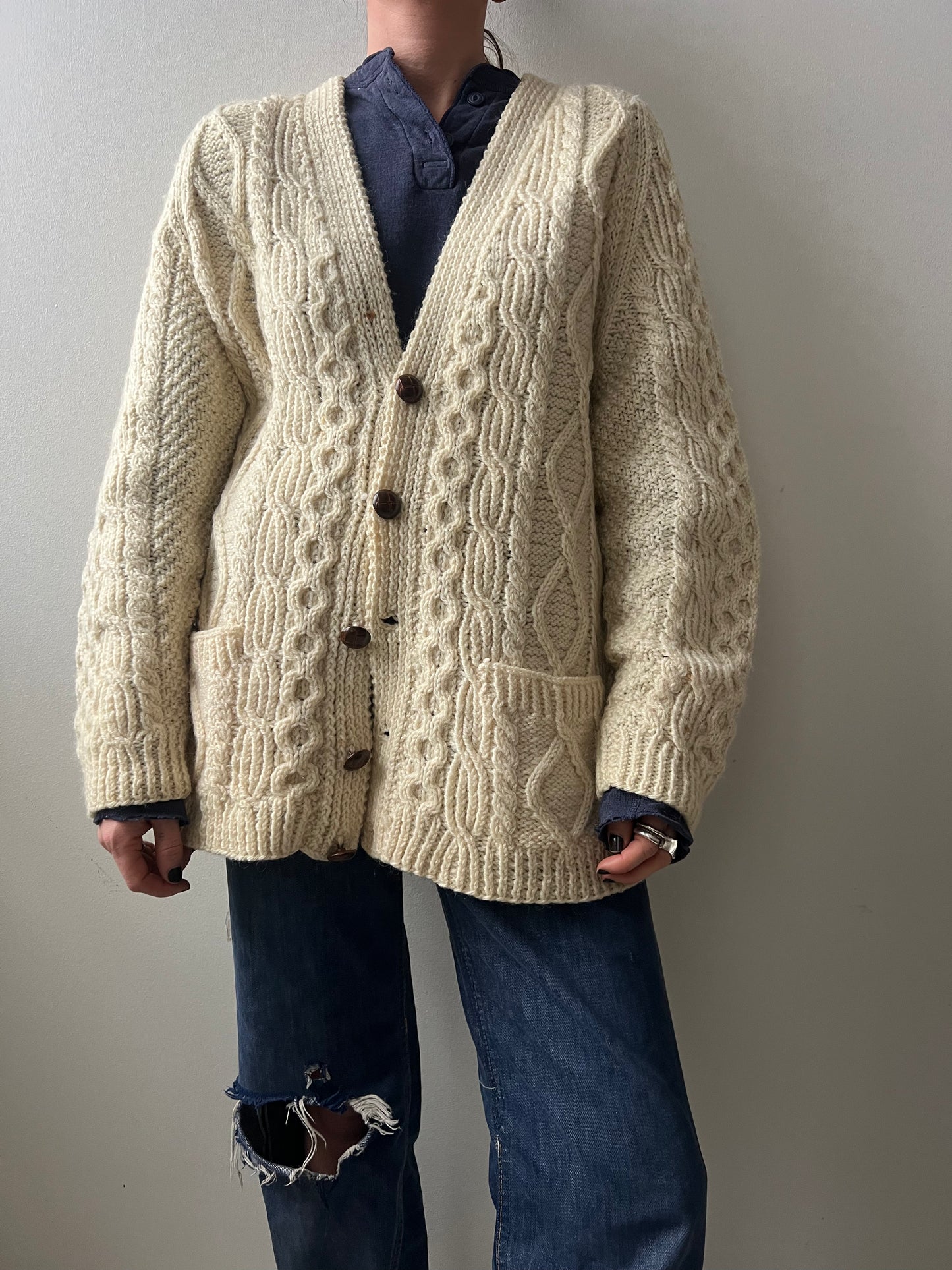 Cream Cable-knit Irish Cardigan