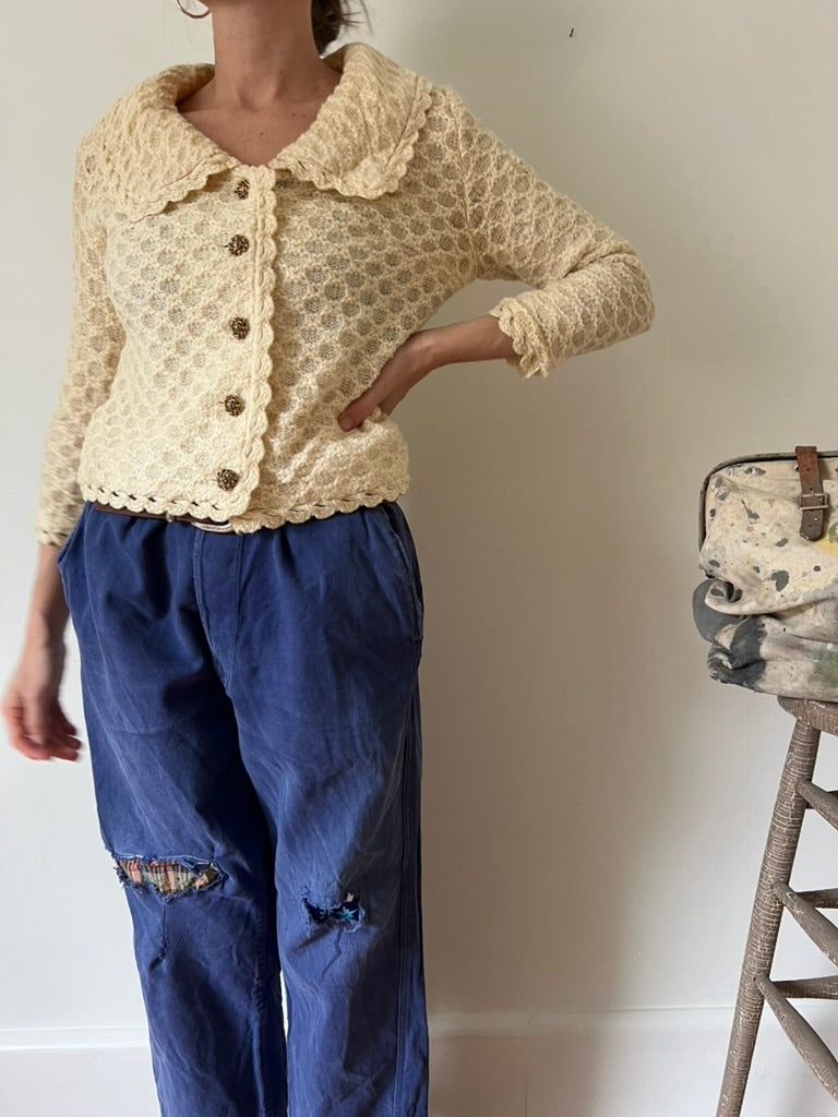 Cream Collared Cardigan