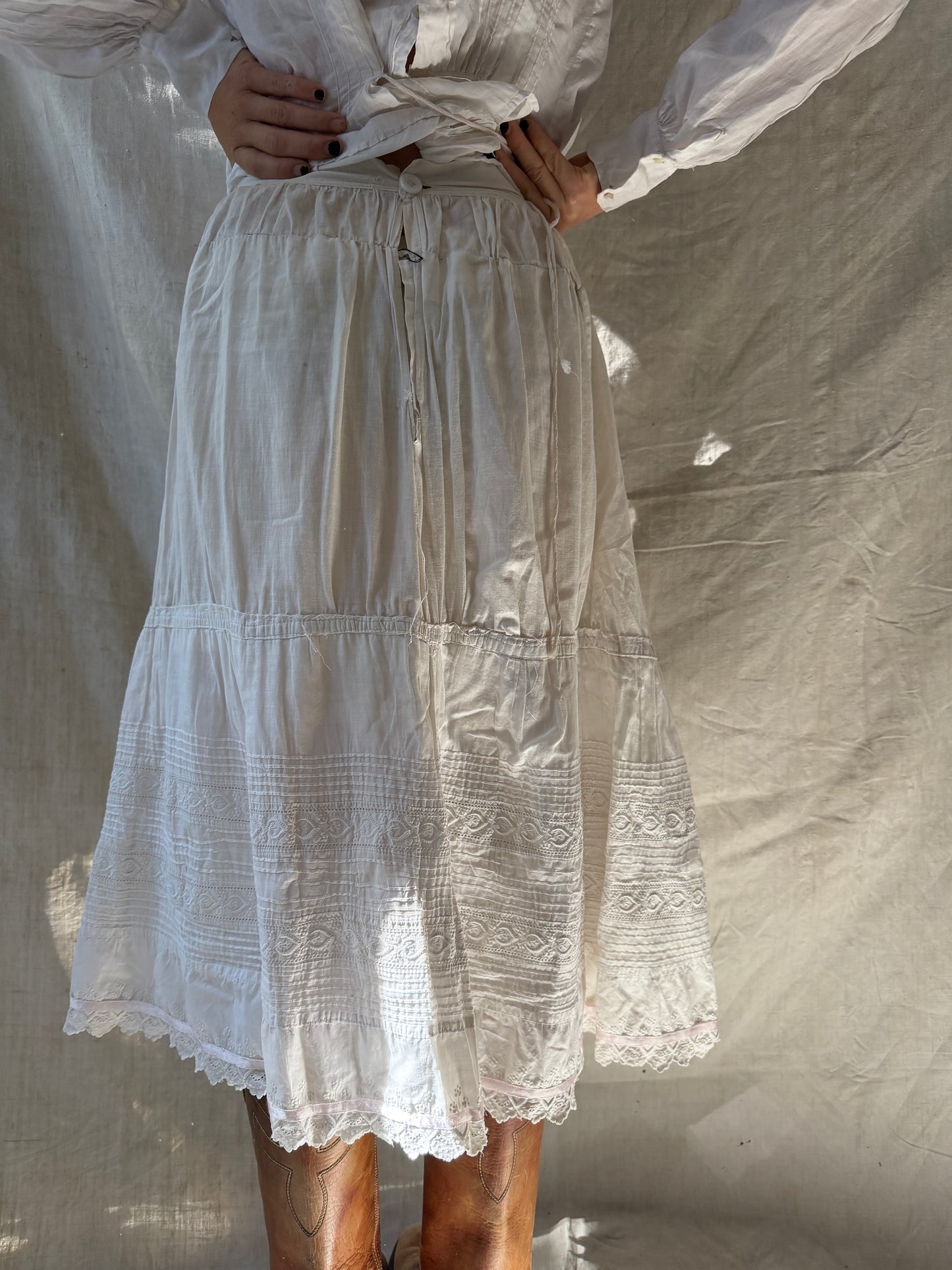 Antique Skirt with Pink Ribbon