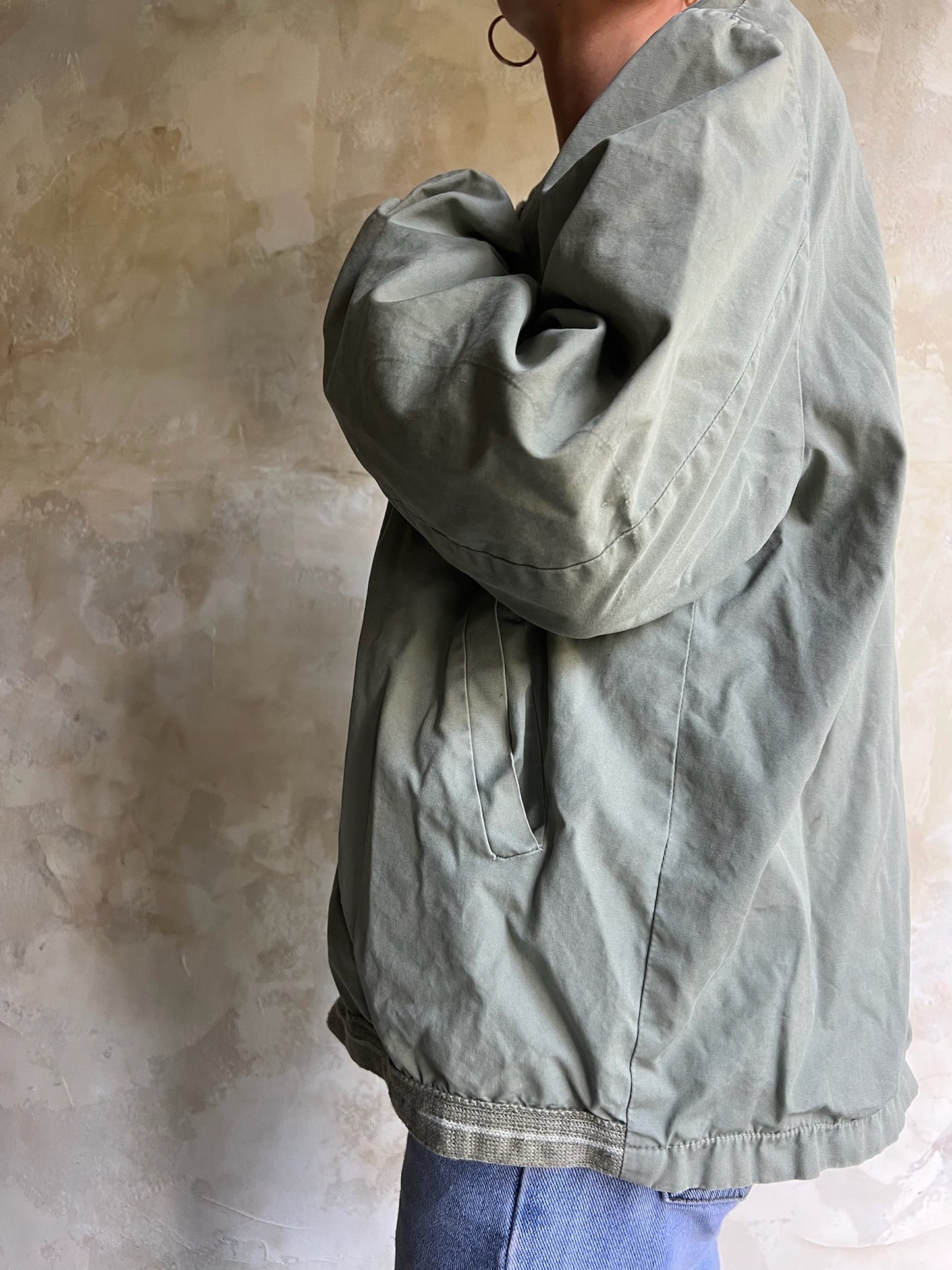 Sage Green Cotton Bomber Jacket