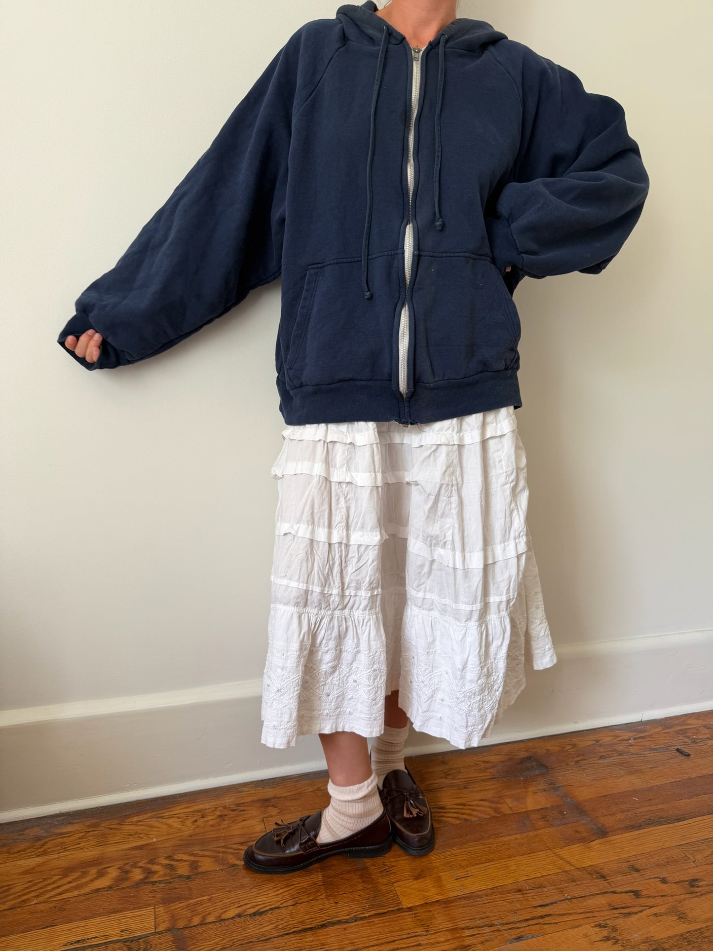 Navy Zip-Up Thermal Lined Hoodie