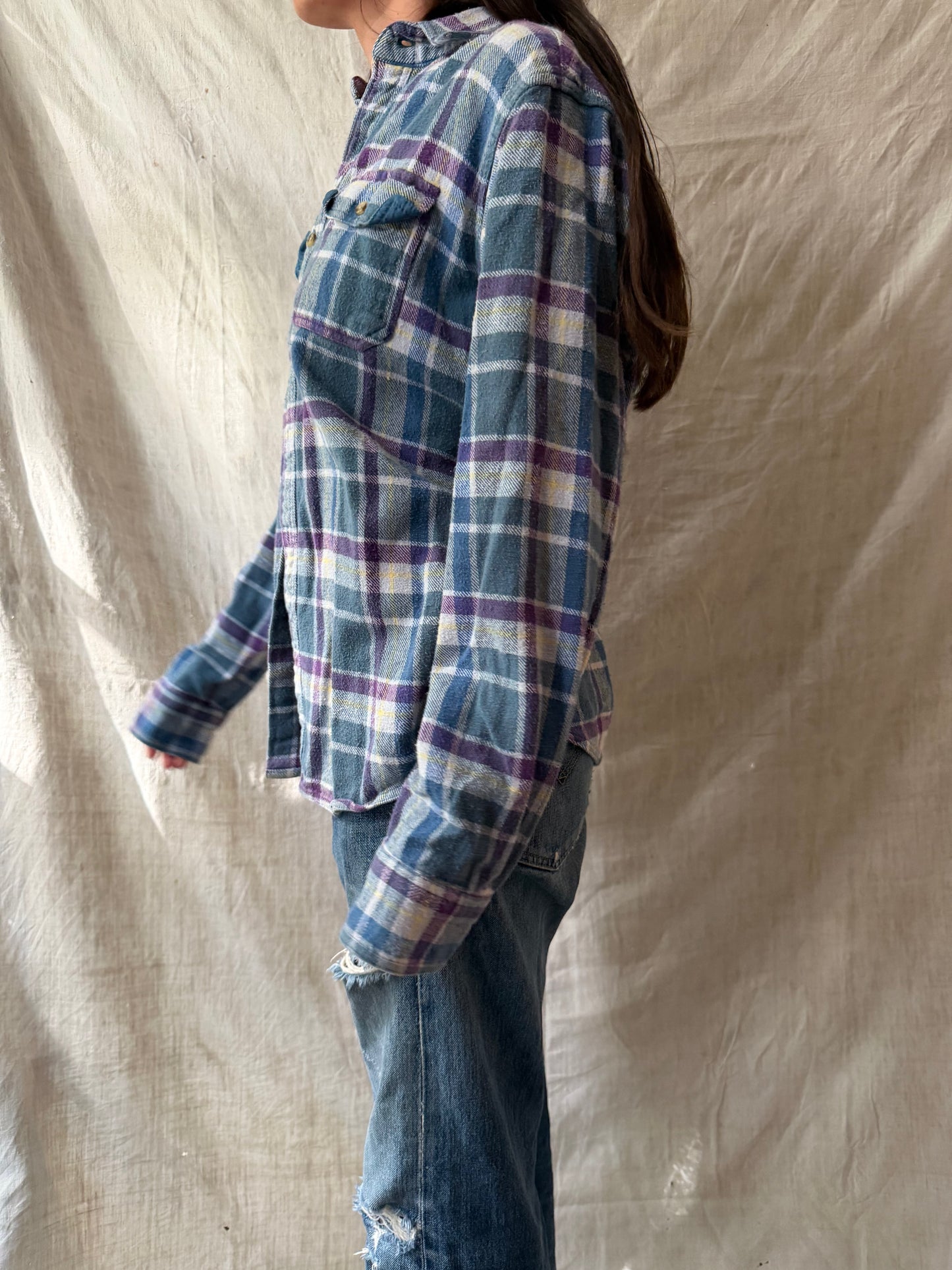 Blue + Purple Plaid Flannel