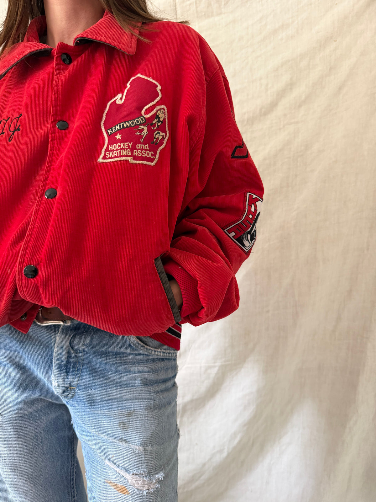 Red Corduroy Hockey Jacket