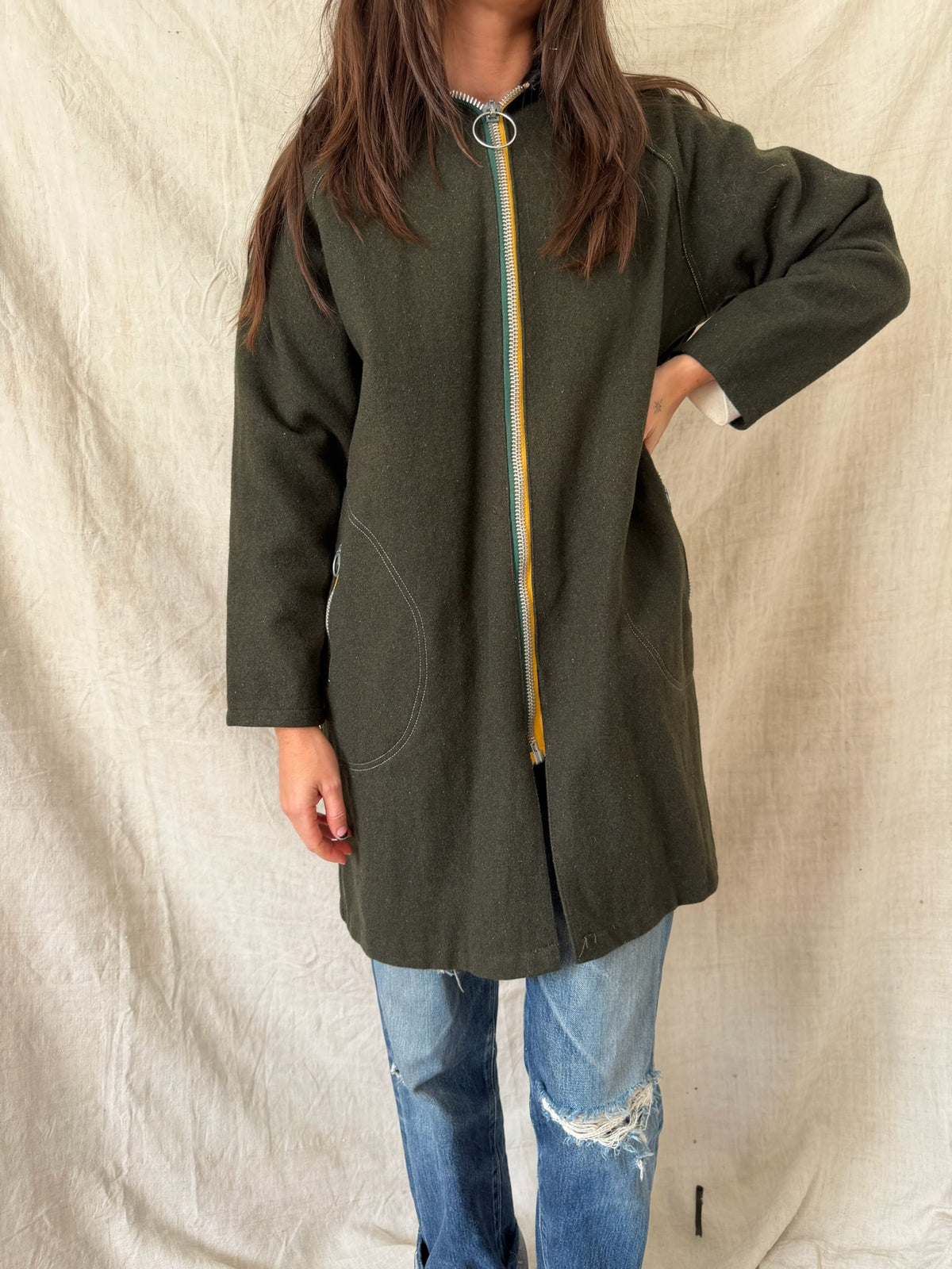 Hunter Green Wool Hooded Jacket
