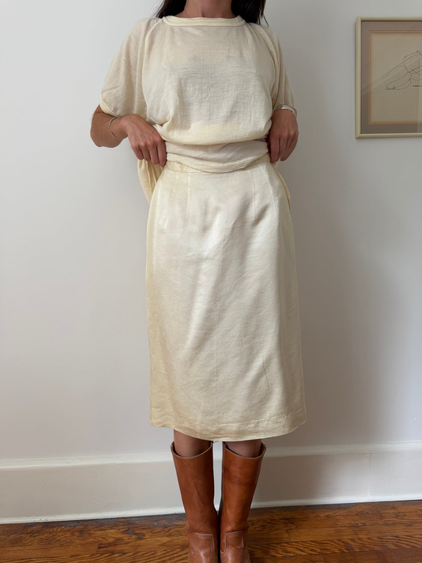 Butter Yellow Silk Skirt