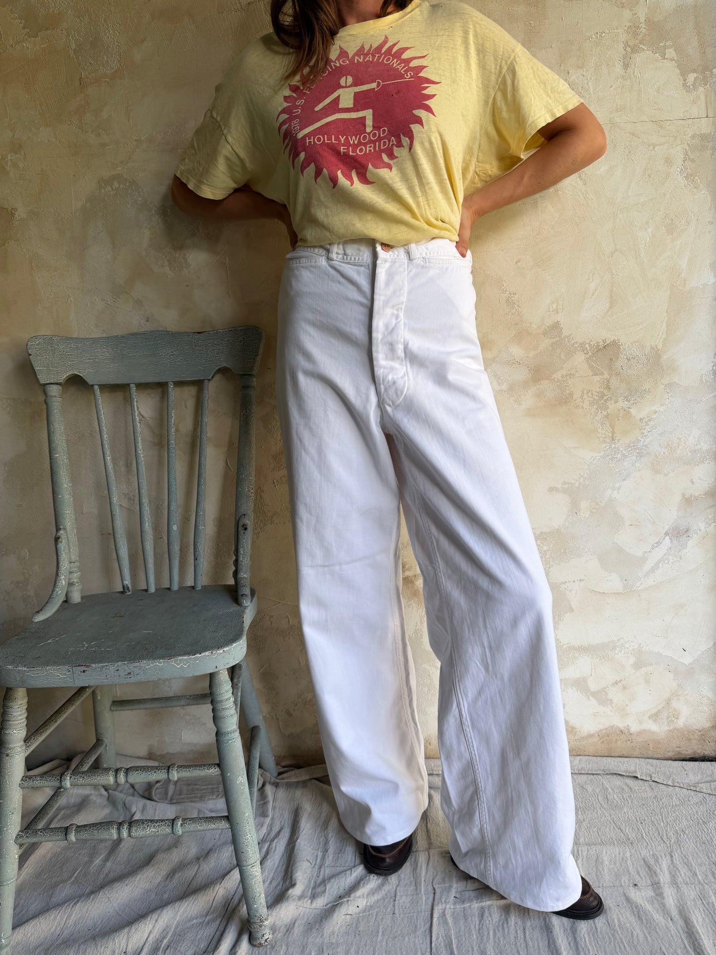 White Sailors Flare Pants