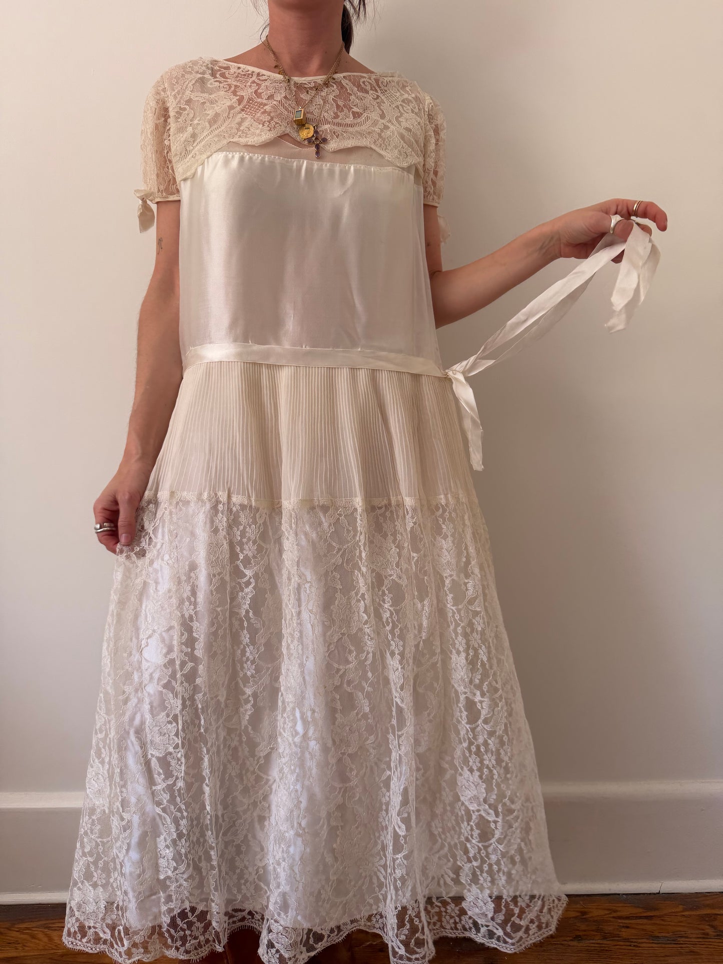 1930s Silk + Lace Wedding Dress