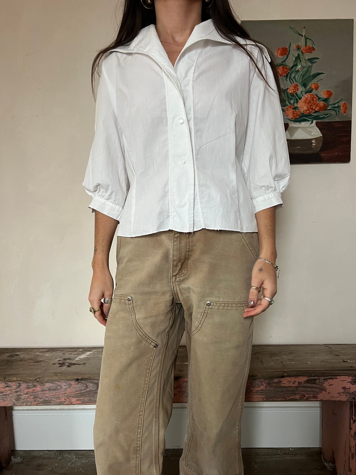 White 70s Sailor Blouse