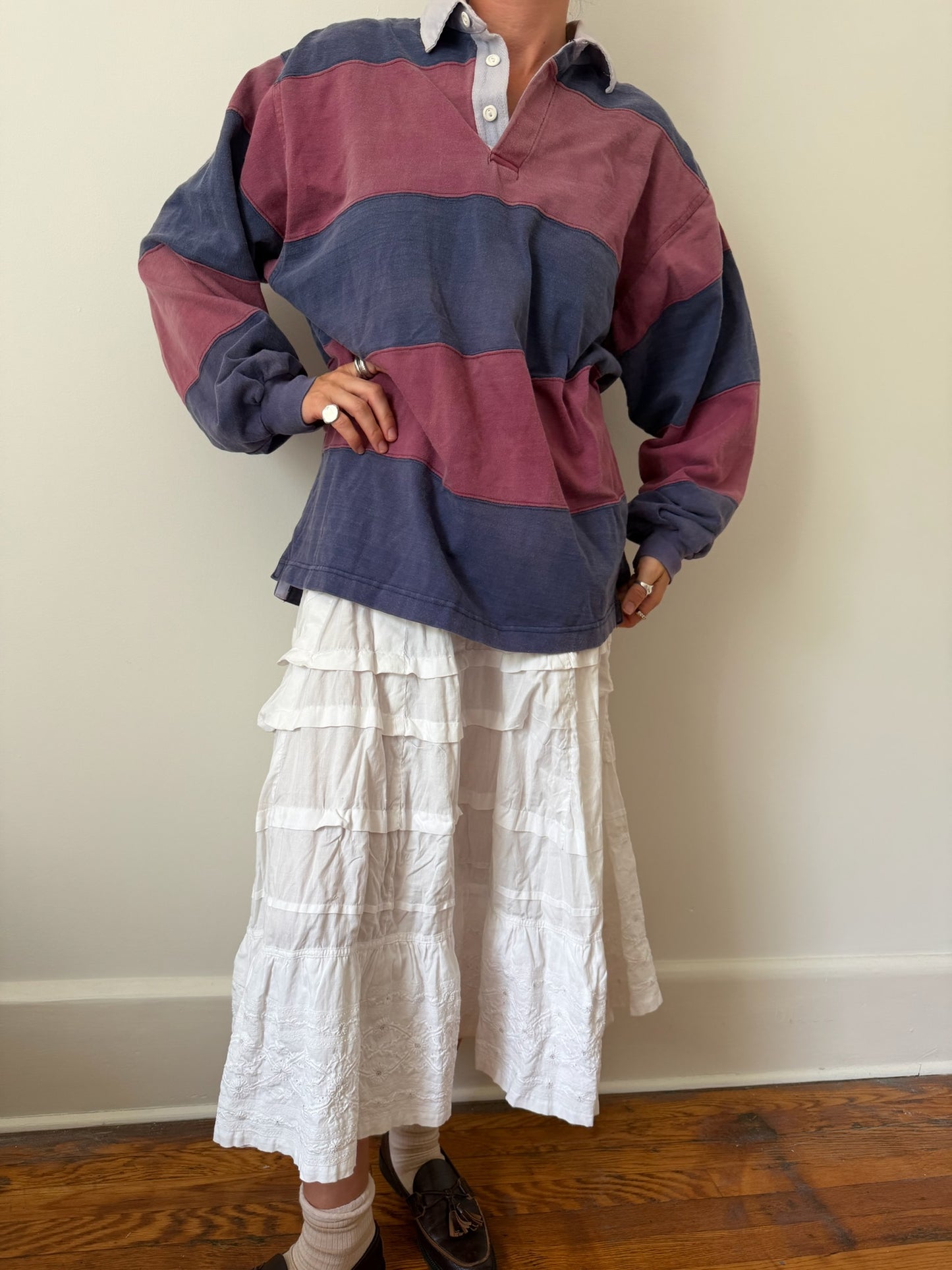 Faded Maroon and Navy Rugby Jersey