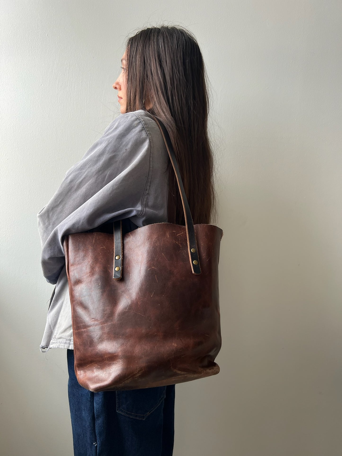 Brown Leather Tote Bag