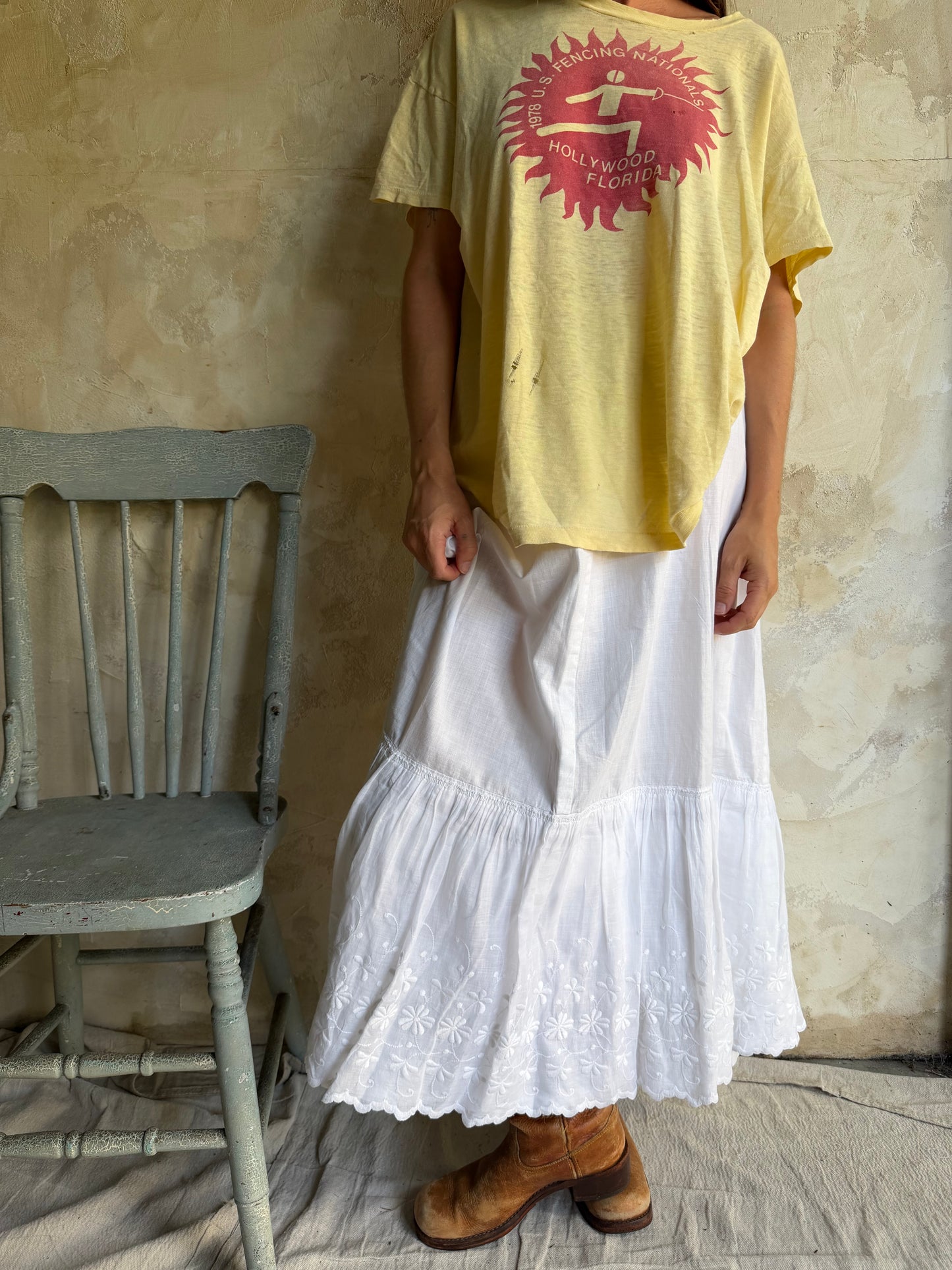 Edwardian White Ruffled Skirt