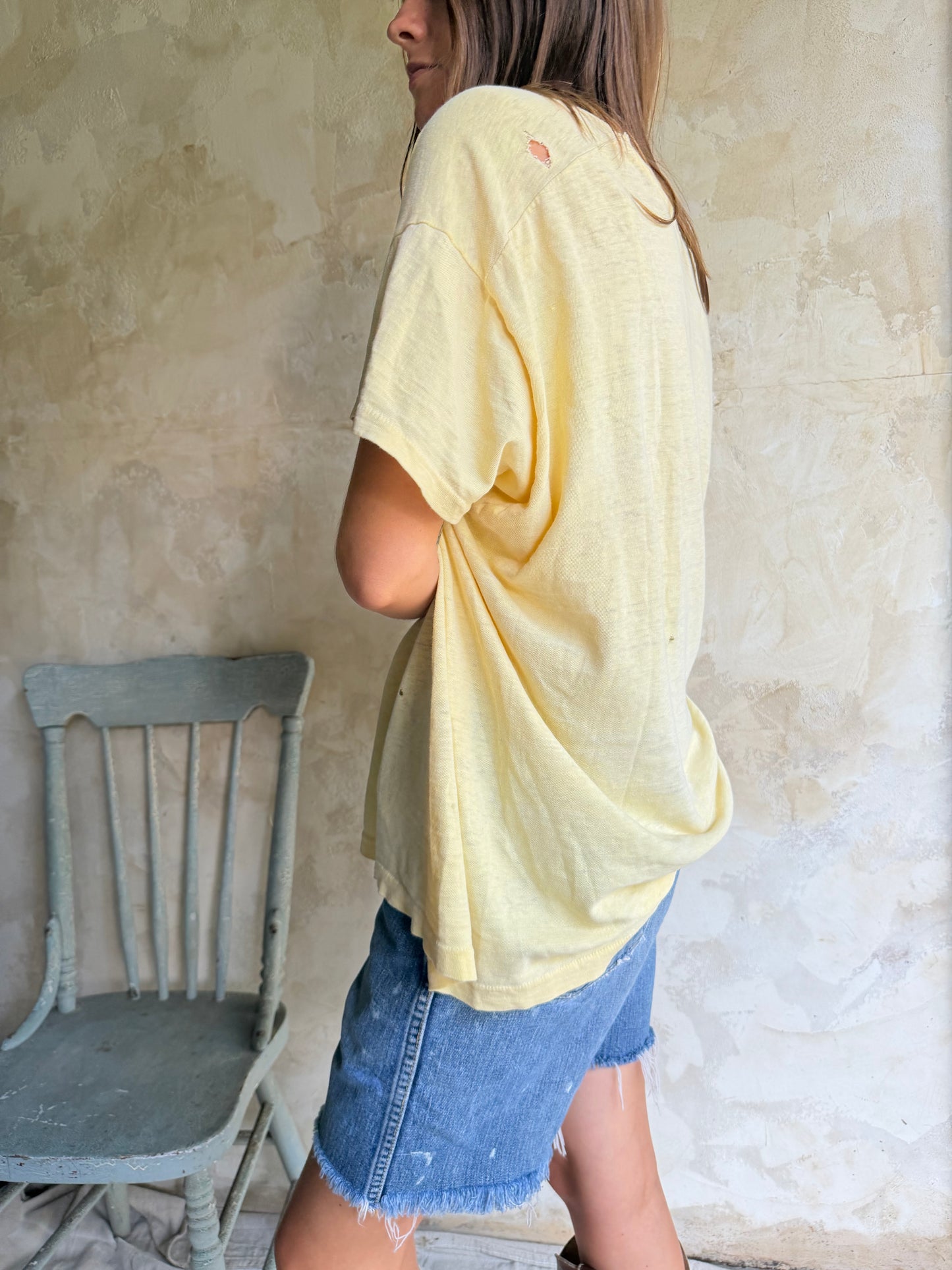 Butter Yellow Faded Tee