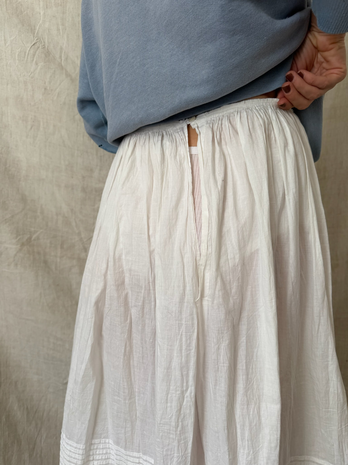 Antique White Eyelet Cotton Skirt