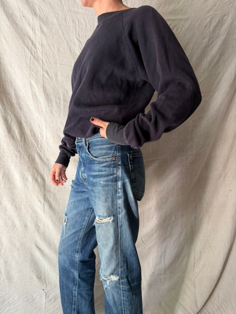 Faded Black + Navy Crewneck
