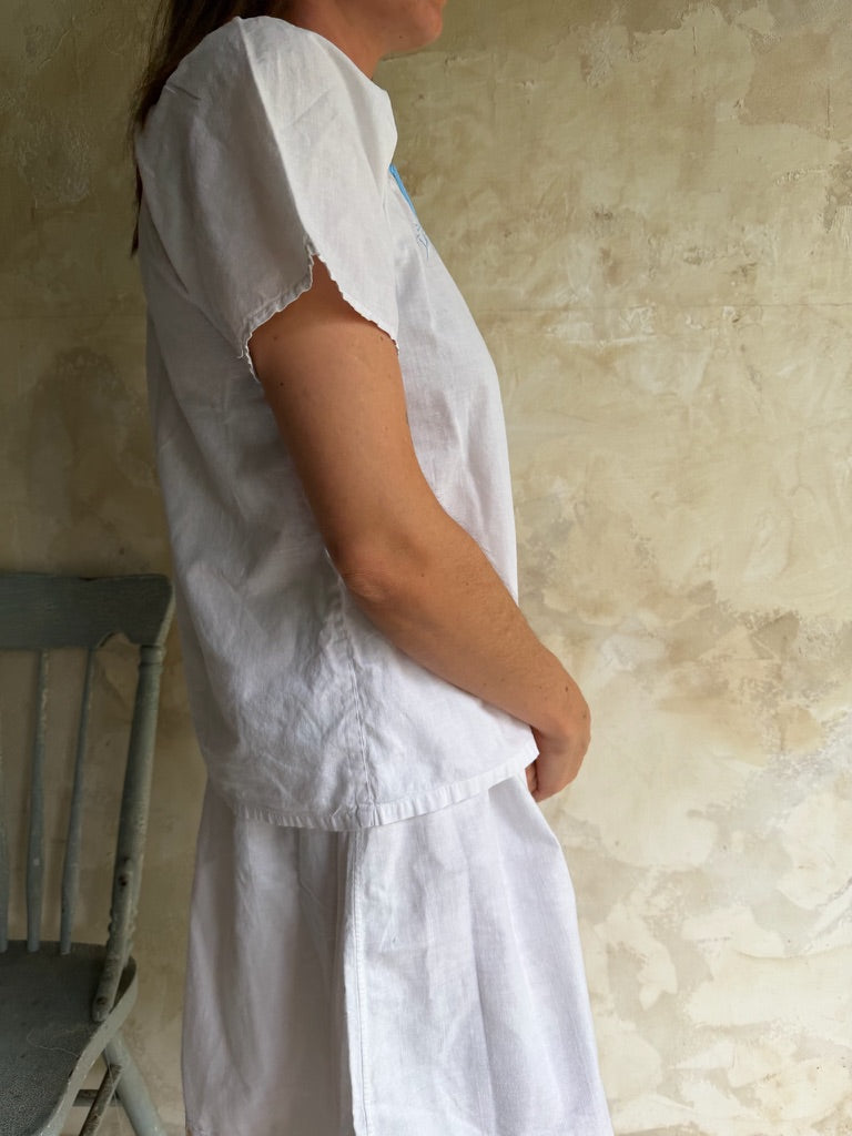 Antique Italian Short Sleeve Crochet Blouse