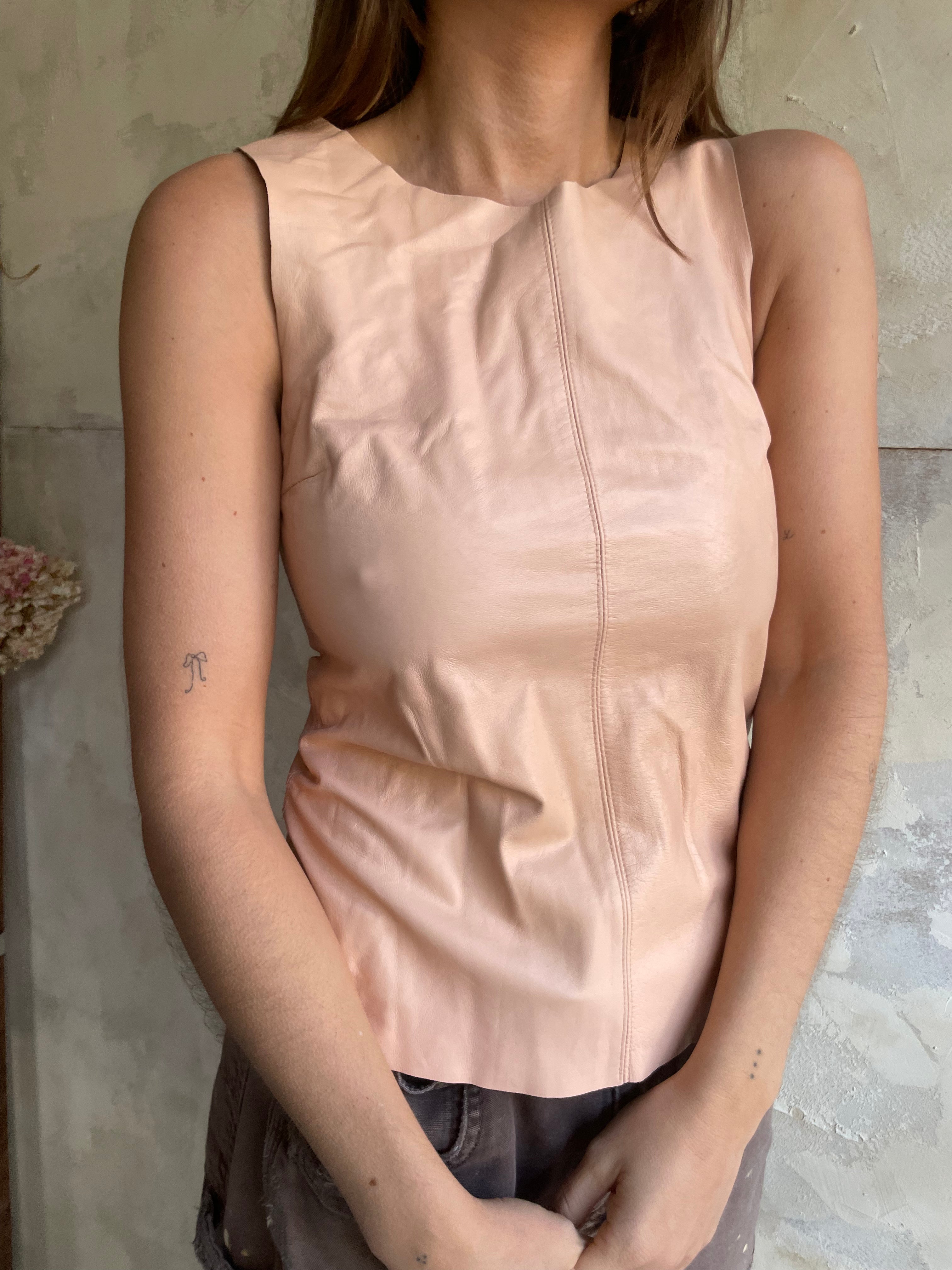 Pink Leather Tank