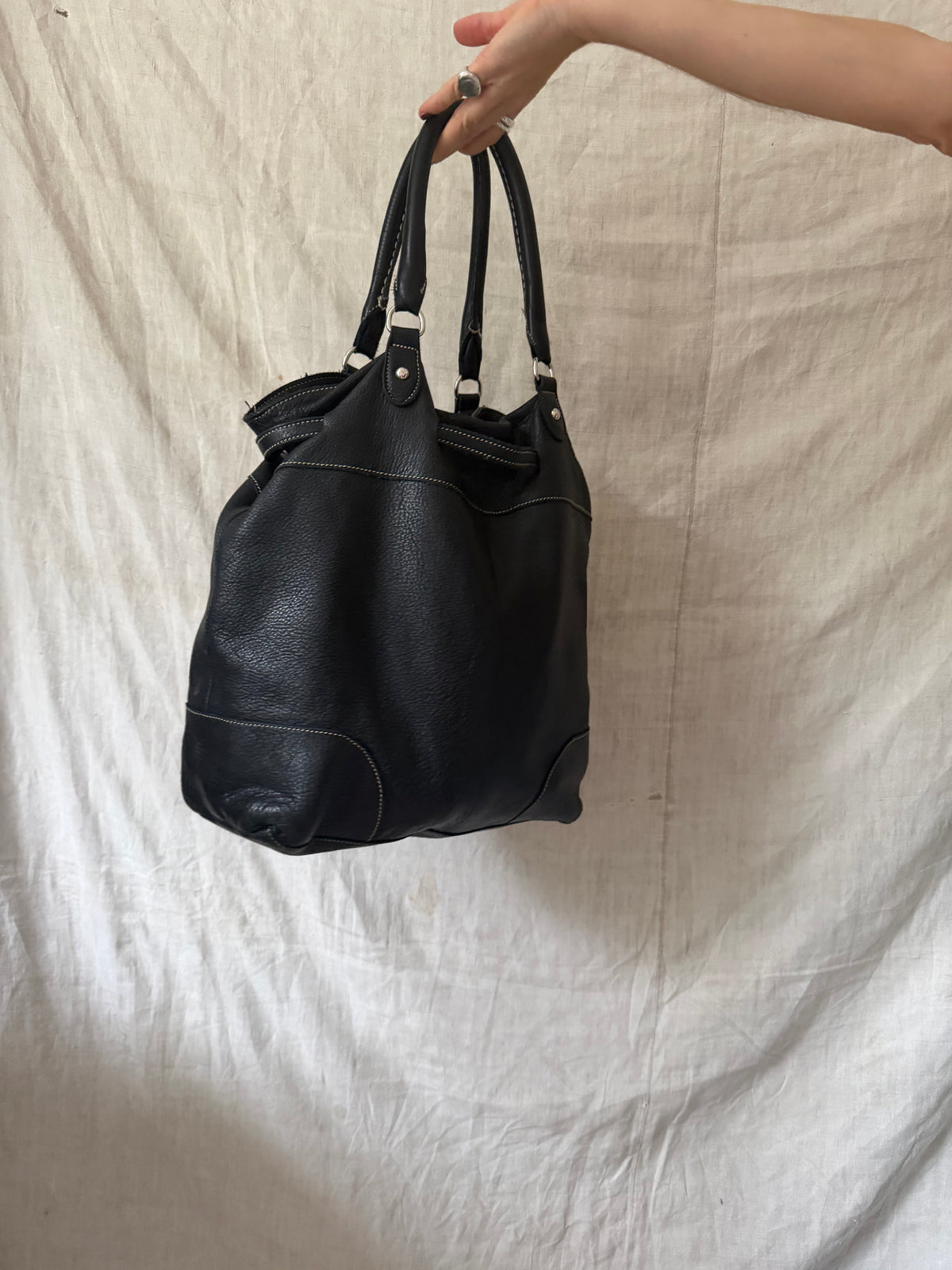 Black Roots Leather Purse