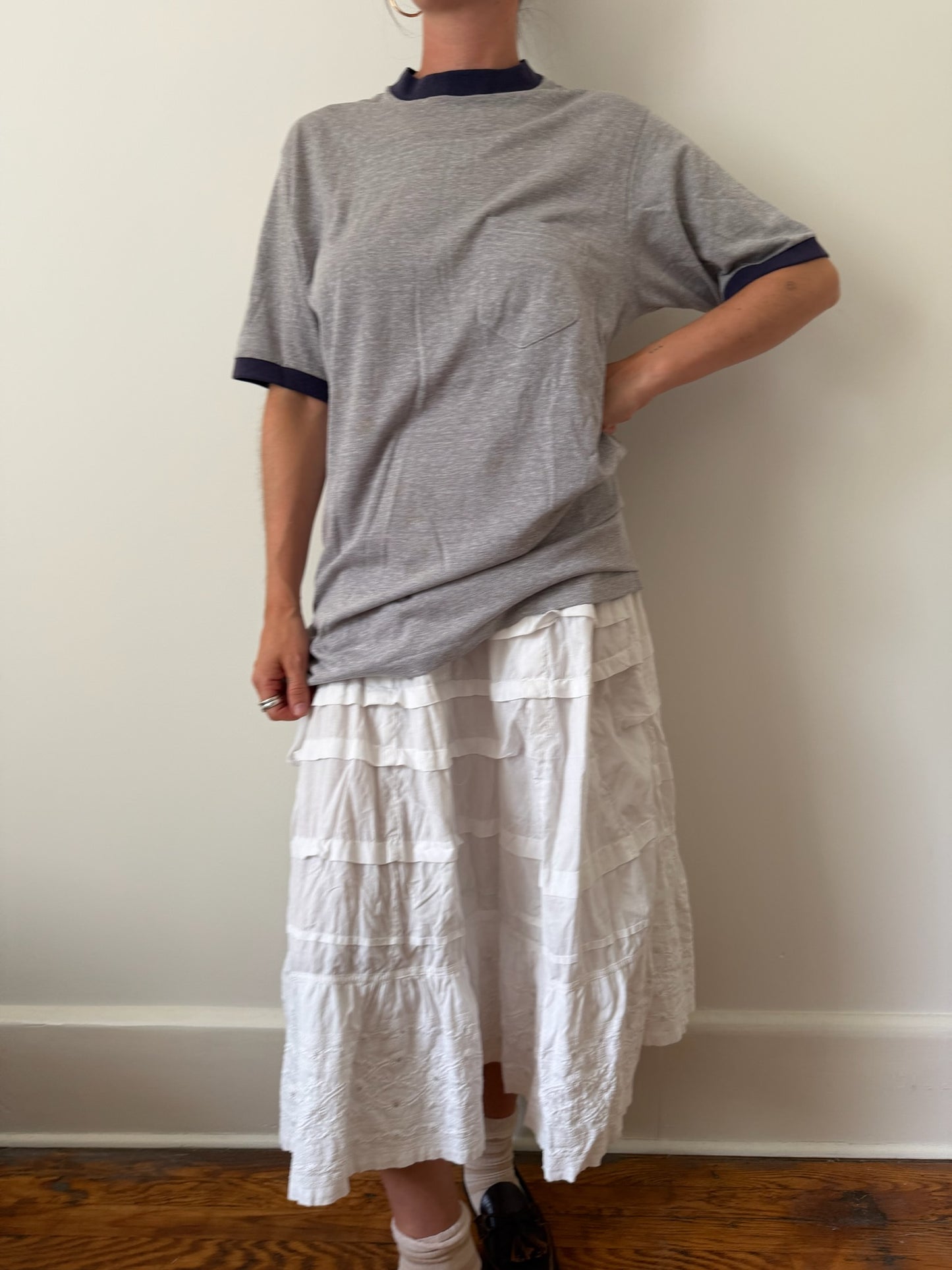 Grey Ringer Pocket Tee
