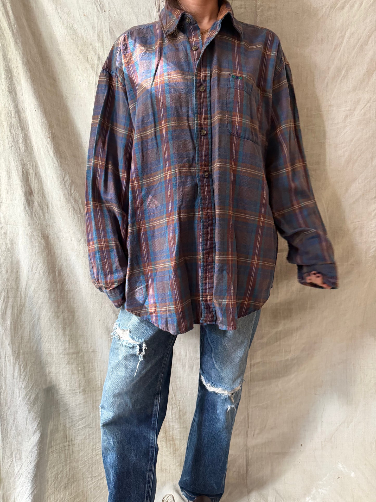 Brown + Blue Plaid Shirt