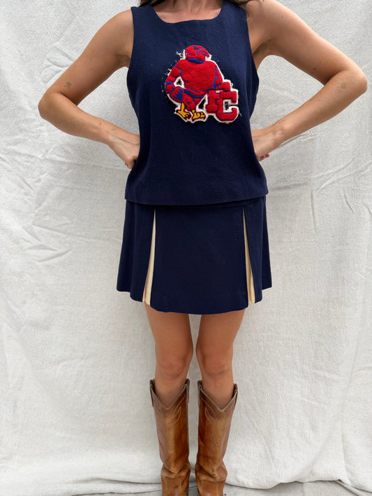 50s Navy Wool Cheerleading Set