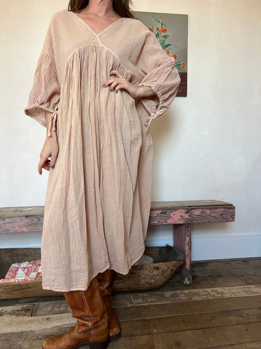 Oaxacan Baby Doll Dress in Peach