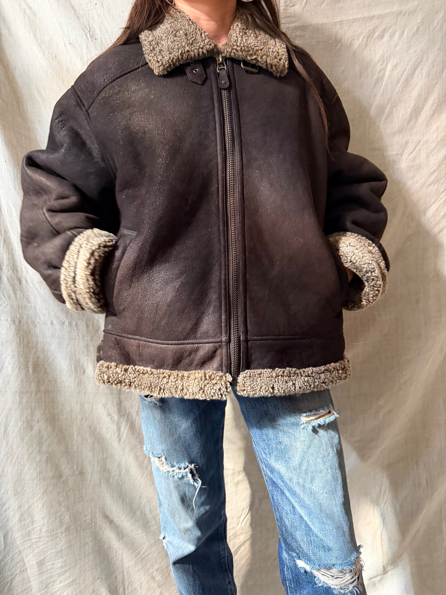 Dark Brown Shearling Jacket