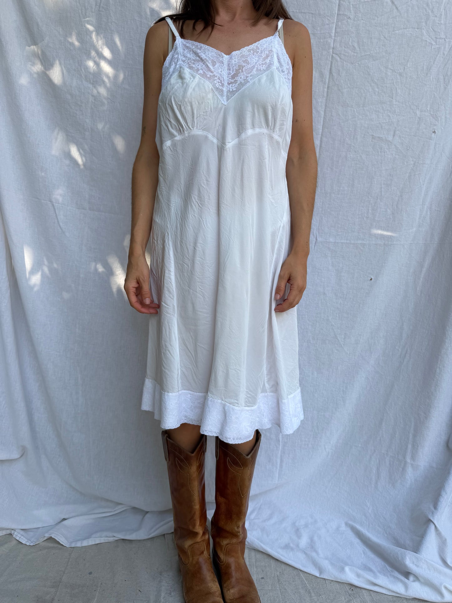 1930s White Satin Slip