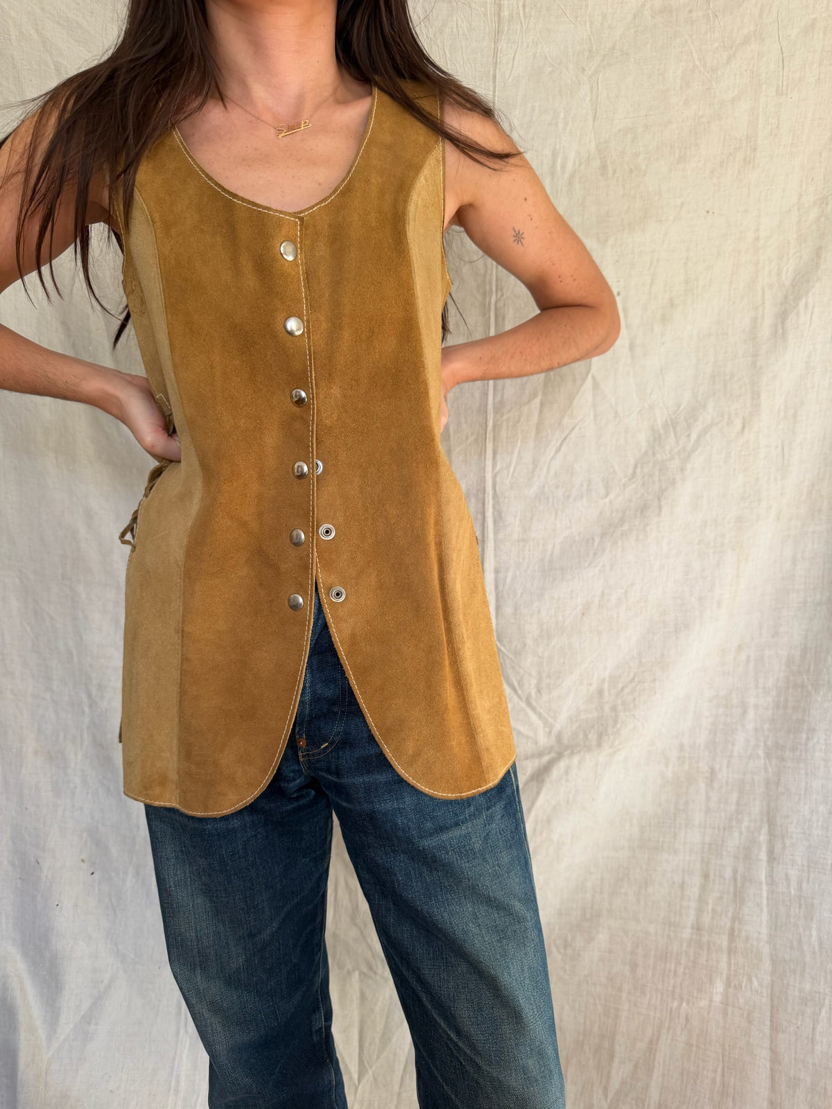 Suede Panelled Vest