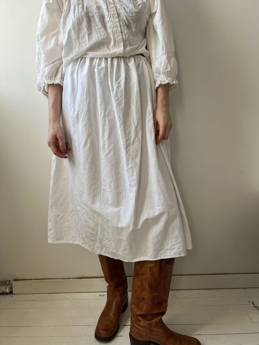 Antique Italian Cotton Elastic Waist Skirt